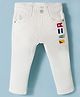 US Polo Assn Cotton Woven Full Length Solid Colour Jeans with Flag Print- White