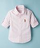 US Polo Assn 100% Cotton Woven Full Sleeves Striped Shirt With Logo Embroidery - Pink