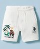 US Polo Assn Cotton Woven Knee Length Shorts with Logo Embroidery - Off White