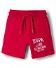 US Polo Assn 100% Cotton Knit Knee Length Text Embroidered Shorts - Red