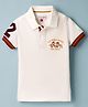US Polo Assn Cotton Knit Half Sleeves Polo T-Shirt with Sport Embroidery - Off White