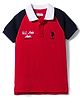US Polo Assn 100% Cotton Knit Half Raglan Sleeves Logo Embroidered Polo T-Shirt - Red