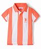 US Polo Assn 100% Cotton Knit Half Sleeves Striped Polo T-Shirt - Orange