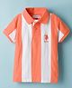 US Polo Assn 100% Cotton Knit Half Sleeves Striped Polo T-Shirt - Orange