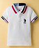 US Polo Assn 100% Cotton Knit Half Sleeves Polo T-Shirt With Logo Embroidery - White
