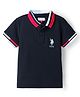 US Polo Assn 100% Cotton Knit Half Sleeves Polo T-Shirt With Logo Embroidery - Navy Blue