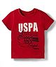 US Polo Assn 100% Cotton Knit Half Sleeves Horse & Text Printed T-Shirt - Red