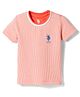 US Polo Assn 100% Cotton Knit Half Sleeves T-Shirt - Orange