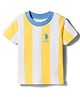 US Polo Assn 100% Cotton Knit Half Sleeves Striped T-Shirt With Logo Embroidery - Yellow