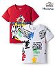 HoneyHap Disney Cotton Knit T-Shirts Half Sleeves Round Neck Mickey Mouse Graphic Pack of 2 - Multicolor