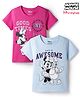 HoneyHap Disney Cotton Knit Half Sleeves T-Shirts with Minnie & Friends Graphic Pack of 2 - Dark Pink & Light Blue