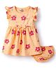 Doodle Poodle Single Jersey Knit Frock with Bloomer All Over Printed Sleeveless Cream 0-0 Months