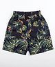Kiddopanti Cotton Knit Coconut Trees Printed Shorts  - Navy Blue & Green