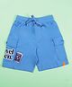 Kiddopanti Cotton Knit Travel Often Text Printed Cargo Shorts - Blue