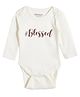 URBANRAC Cotton Knit Full Sleeves Blessed Text Printed Onesie - Cream