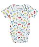 URBANRAC Cotton Knit Half Sleeves Vehicles Printed Onesie -      White