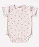 URBANRAC Cotton Knit Half Sleeves Hearts Printed Onesie - Pink