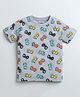 Etched Design 100% Cotton Knit Half Sleeves Gaming Console Printed Tee - Grey