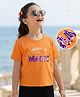Pine Kids Cotton Knit Half Sleeves T-Shirt with Sequin Detailing - Orange