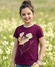 Pine Kids Cotton Knit Half Sleeves T-Shirt with Floral Foil Print - Purple
