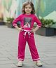 Fashion Dream Lycra Woven Three Fourth Sleeves I Dont Care Text Printed Top & Pant Set - Pink
