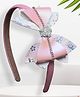 Daizy Floral & Bow Applique Detailed Rhinestones Embellished Hair Band - Pink