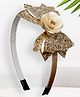 Daizy Glittered Bow & Floral Applique Detailed Hair Band - Gold