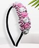 Daizy Floral Applique Detailed Stones Embellished Hair Band - Baby Pink