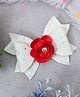 Daizy Glitter & Stone Embellished Bow & Floral Applique Detailed Alligator Hair Clip - White