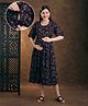 NIGHTSPREE Viscose Rayon Woven Half Sleeves Abstract Printed Maternity Dress With Side Zipper Nursing Access - Maroon
