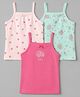 Babyoye Cotton Elastane Knit Sleeveless Slips With Heart & Floral Print Pack of 3 - Pink & Blue