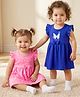 Doodle Poodle Single Jersey Knit Sleeveless Frocks With Heart & Butterfly Print Pack of 2 - Pink & Navy Blue