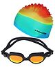 Strauss Swimming Kit | UV & Anti Fog Protection Swimming Goggles for Women, Men & Kids | Swimming Cap for Men, Kids 6-14 Girls, Boys & Women | Fully Adjustable for All Age Groups | Multicolor Yellow