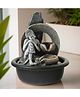 The Better Home Polyresin Buddha Fountain with LED Lights | Small Mini Fountain Water Falls Showpiece, Table Top, Home Decoration Items | Waterfall Fountain for Gifting | Grey Color