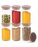 The Better Home Borosilicate Glass Jars With Printed Bamboo Lid | 300Ml Each-Pack Of 2 | Airtight Kitchen Containers Set | Multiutility Borosilicate Set For Spices, Nuts, Dry Fruits, Sugar, Salt,Blue