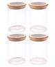 The Better Home Pack of 4 Kitchen Containers Set Glass Jars with Printed Bamboo Lids I Multipurpose Airtight Storage Jars for Cookies, Snacks, Spices I 600 ml Each |, Transparent