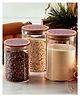 The Better Home Pack of 3 Borosilicate Glass Jars with Printed Bamboo Lids I Airtight Glass Kitchen Containers Set | 300+600+1000ml | Multiutility Jars for Sugar, Coffee, Cookies, Snacks, Spices