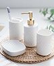 The Better Home Bathroom Accessory Set | 4 Pcs | Ceramic | Includes Soap Dish, Tooth Brush Holder, Water Tumbler, Soap Dispenser 350ml for Bathroom Kitchen | Scratch Proof Moisture Resistant | White