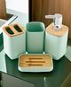 UMAI Bathroom Accessories Set | 4 Piece |Soap Dispenser for Bathroom| Tooth Brush Holder | Mouth Wash Cup |Soap Dish | for Bathroom | Green (Set of 4)