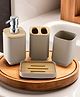 UMAI Bathroom Accessories Set of 4 Pcs | Soap Dispenser for Bathroom(7 * 7 * 17cm) | Toothbrush Holder | Soap Case for Bathroom | Mouth Wash Cup Bathroom Accessories Items