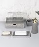 UMAI 5 Pcs Polyresin Bathroom Accessories Set - Liquid Soap Dispenser for Bathroom, Soap Holder for Bathroom, Towel Tray, Storage Organizer Box, Amenity Box | Bathroom Set | Grey
