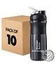 Strauss Blender Shaker Bottle | Leakproof Shaker Bottle for Protein Shake, Pre-workout and Bcaa Shake | Protein Shaker Bottle for Gym | BPA-Free Material- 760 ML,(Black) | Pack of 10