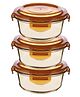 Borosilicate Glass Container with PP lid-Round|JDA027-AMB|Amber|890 ML|Pack of 3