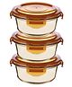 Borosilicate Glass Container with PP lid-Round|JDA025-AMB|Amber|365 ML|Pack of 3