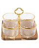The Better Home Platters Serving Set for Snacks with Wooden Tray & 4 Jars (150ml Each) | Housewarming Gifts | Premium Soda Lime Glass | Snacks Serving Bowls with Tray | Serving Tray with Bowls