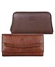 (TCFCO-LWFL-DBR-BR) The Clownfish Combo of 2 Varied Style Womens Wallet Clutch Ladies Purse with Multiple Card Slots (Dark Brown)