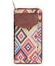 (TCFLWJU-K-MLC-DIA)- THE CLOWNFISH Fashionista Printed Handicraft Fabric  Vegan Leather Ladies Wallet Sling Bag with Front Mobile Pocket (Multicolour-Diamond Design)