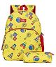 THE CLOWNFISH Cosmic Critters Series Printed Polyester 15 Litres Kids Standard Backpack School Bag With Free Pencil Stationery Pouch Daypack Picnic Bag For Tiny Tots Of Age 5-7 Years (Yellow - Block)