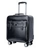 THE CLOWNFISH Elite Series Faux Leather, Soft Spinner Overnighter Trolley Bags with Wheels for Travel | Business Cabin Crew Suitcase with Laptop Compartment | 18 Inches| 29 litres | Black