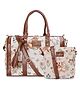 THE CLOWNFISH Combo Of Linda series Sling Bag & Lorna series Handbag | Women's Handbag & Ladies Sling Bag | Ladies Shoulder Handbag | Animal Print | Tapestry fabric & Faux leather | 11 L | White